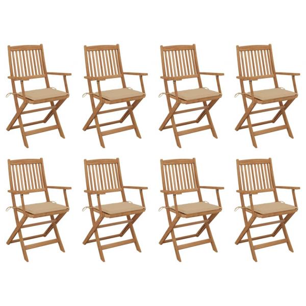 ARDEBO.de - Klappbare Gartenstühle mit Kissen 8 Stk. Massivholz Akazie