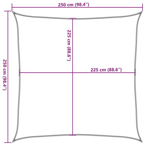 Sonnensegel 160 g/m² Braun 2,5x2,5 m HDPE