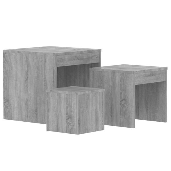 Satztische 3 Stk. Grau Sonoma Holzwerkstoff