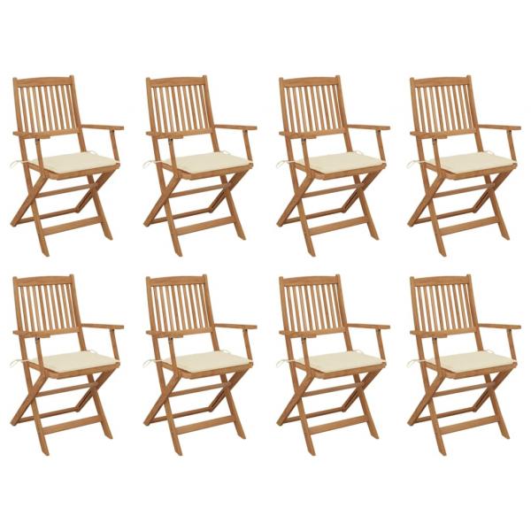 ARDEBO.de - Klappbare Gartenstühle mit Kissen 8 Stk. Massivholz Akazie