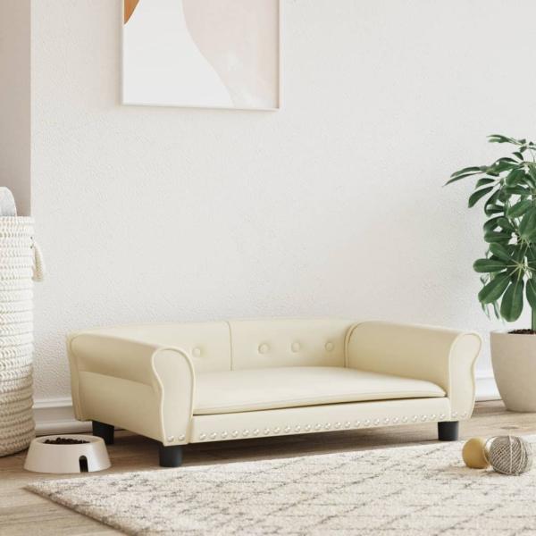 ARDEBO.de - Hundebett Creme 95x55x30 cm Kunstleder