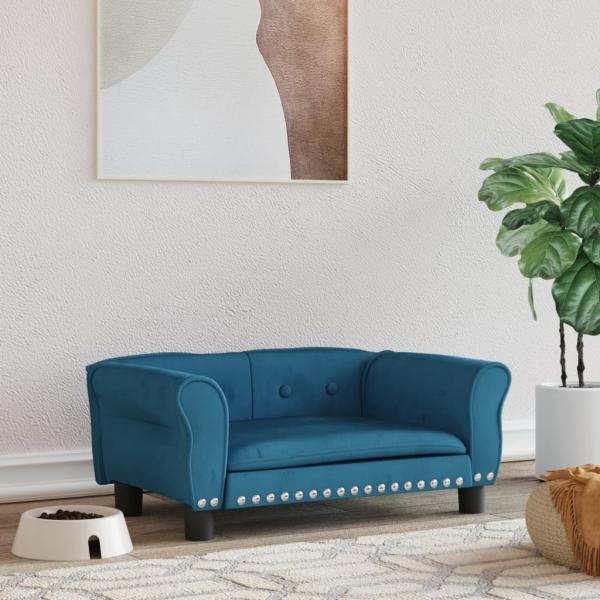 ARDEBO.de - Hundebett Blau 70x45x30 cm Samt