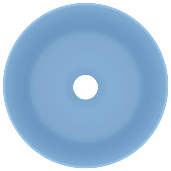 Luxuriöses Waschbecken Rund Matt Hellblau 40x15 cm Keramik