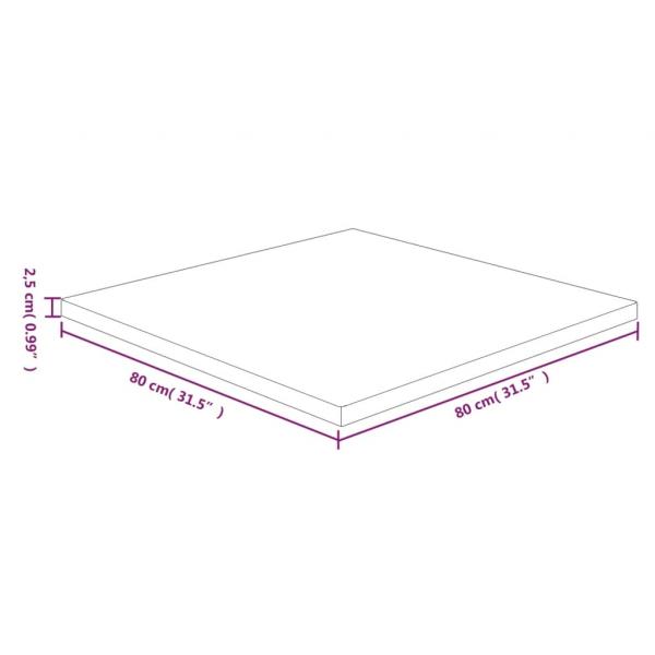 Tischplatte Quadratisch Hellbraun 80x80x2,5cm Behandelte Eiche