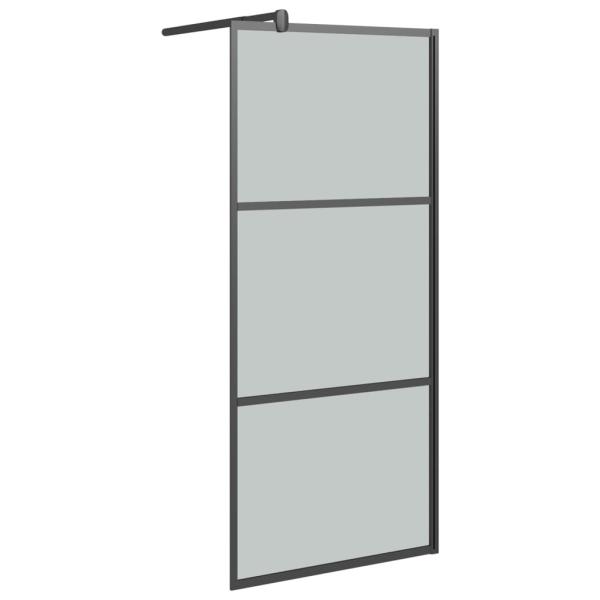 Duschwand mit Ablage für Walk-In-Dusche Schwarz 90x195 cm ESG