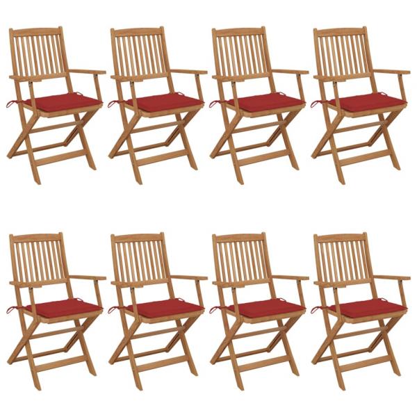 ARDEBO.de - Klappbare Gartenstühle 8 Stk. mit Kissen Massivholz Akazie