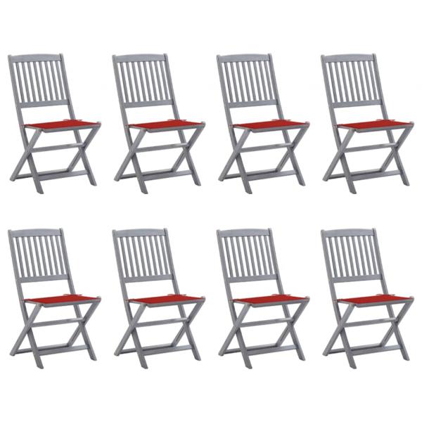 ARDEBO.de - Klappbare Gartenstühle 8 Stk. mit Kissen Massivholz Akazie