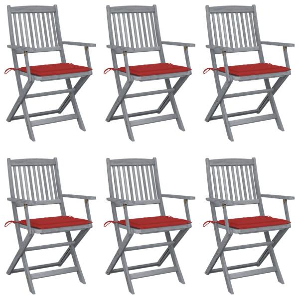 ARDEBO.de - Klappbare Gartenstühle 6 Stk. mit Sitzkissen Massivholz Akazie