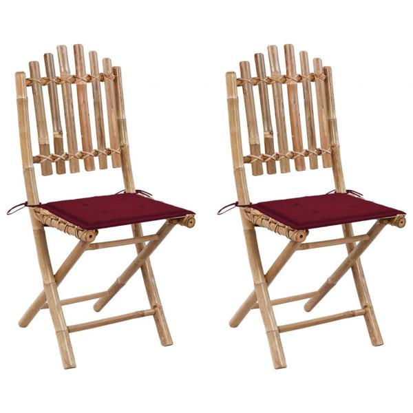 ARDEBO.de - Klappbare Gartenstühle 2 Stk. mit Kissen Bambus