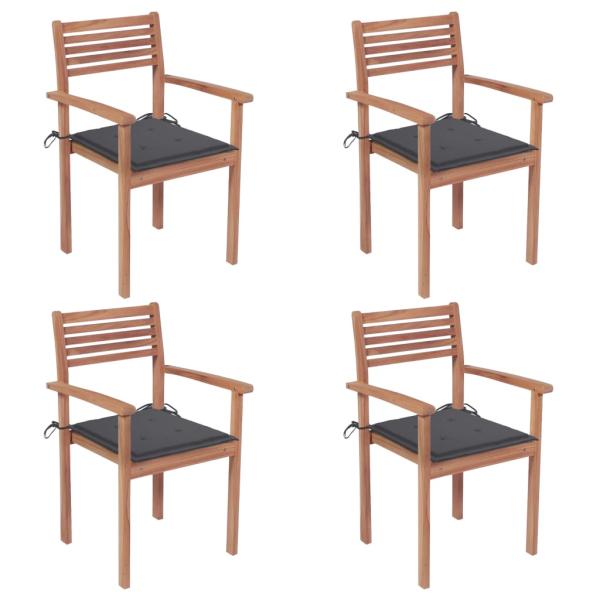 ARDEBO.de - Gartenstühle 4 Stk. mit Anthrazit Kissen Massivholz Teak