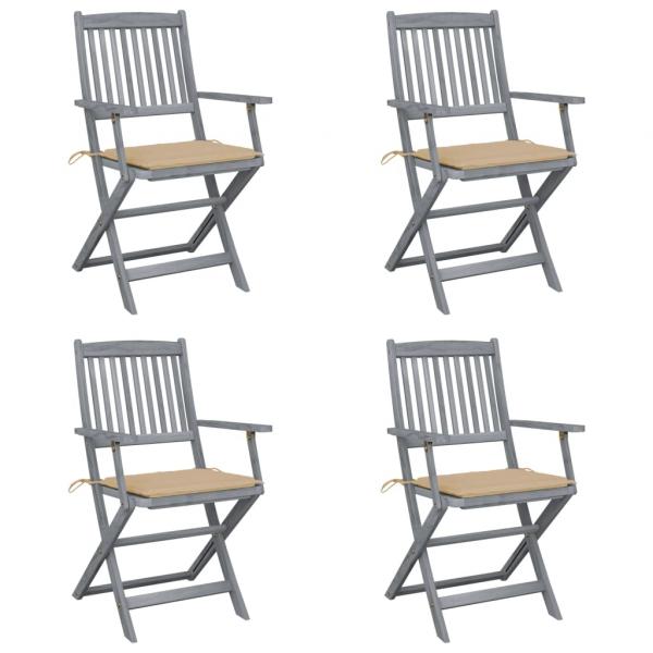 ARDEBO.de - Klappbare Gartenstühle 4 Stk. mit Sitzkissen Massivholz Akazie