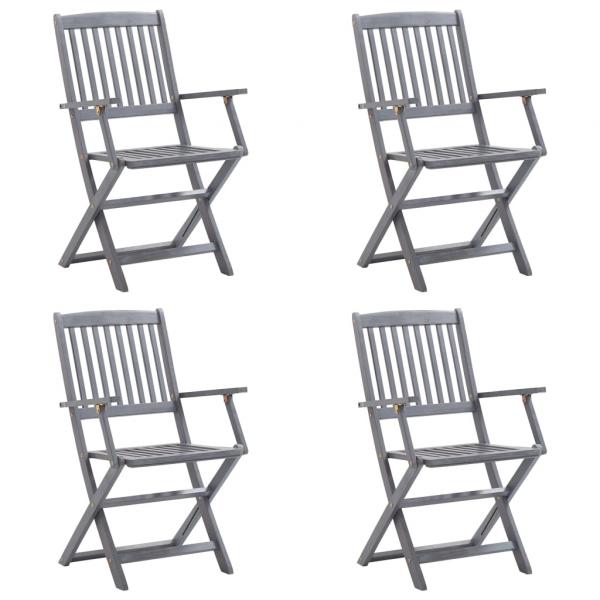 Klappbare Gartenstühle 4 Stk. mit Sitzkissen Massivholz Akazie