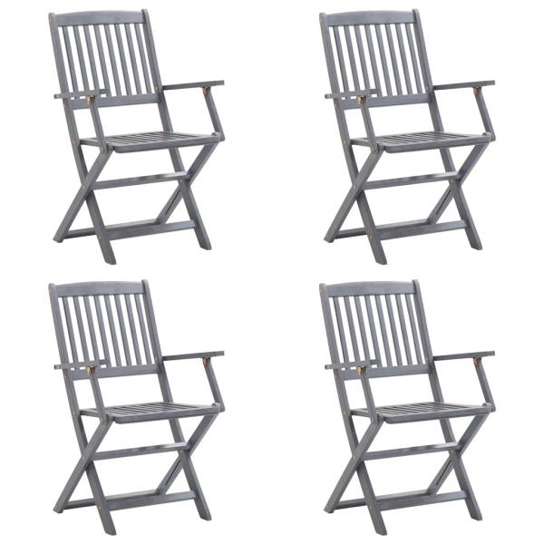 Klappbare Gartenstühle 4 Stk. mit Sitzkissen Massivholz Akazie