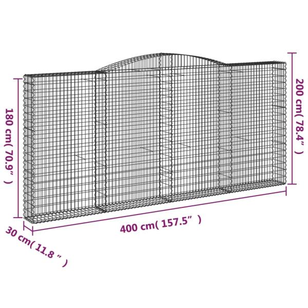ARDEBO.de - Gabionen mit Hochbogen 8 Stk. 400x30x180/200cm Verzinktes Eisen