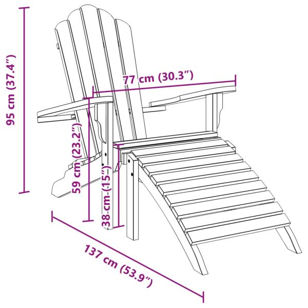 Adirondack-Gartenstuhl mit Fußstütze Massivholz Teak