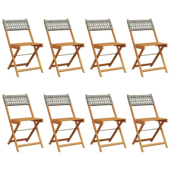 Gartenstühle 8 Stk. Klappbar Grau Poly Rattan & Massivholz