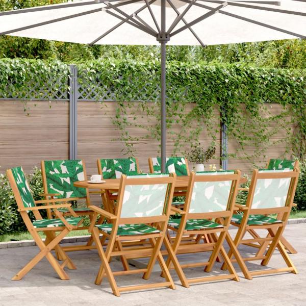 ARDEBO.de - Gartenstühle 8 Stk. Klappbar Grün Stoff und Massivholz
