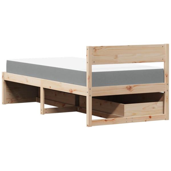 ARDEBO.de - Bett mit Schubladen und Matratze 90x190 Massivholz Kiefer