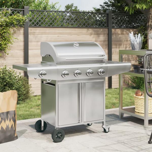 ARDEBO.de - Gasgrill mit 5 Flammen Silbern Edelstahl