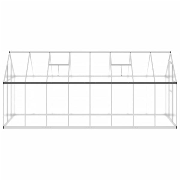 Gewächshaus mit Fundamentrahmen Silber 445x169x195cm Aluminimum