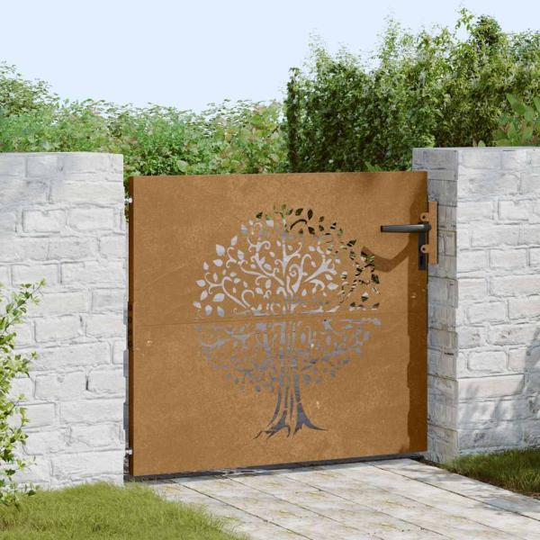 Gartentor 85x75 cm Cortenstahl Baum-Design