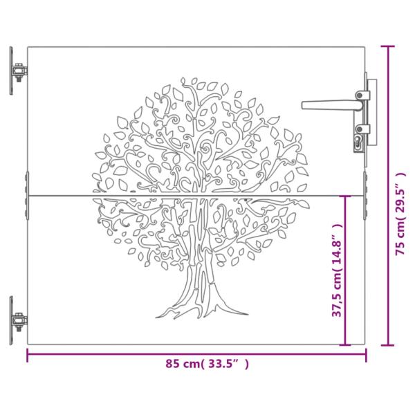 Gartentor 85x75 cm Cortenstahl Baum-Design