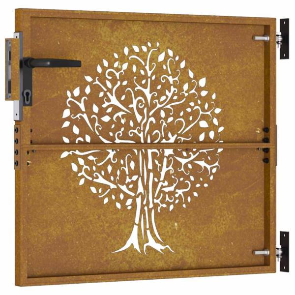 Gartentor 85x75 cm Cortenstahl Baum-Design