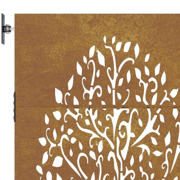 Gartentor 85x75 cm Cortenstahl Baum-Design