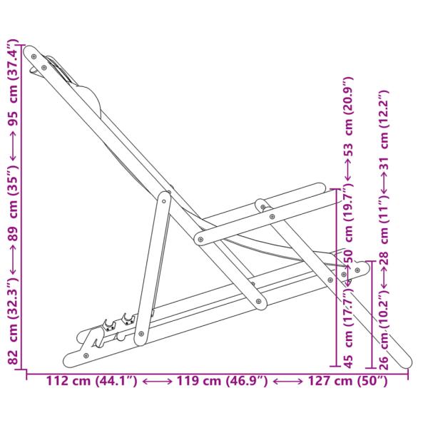 Strandstuhl Klappbar Beige Massivholz Eukalyptus und Stoff