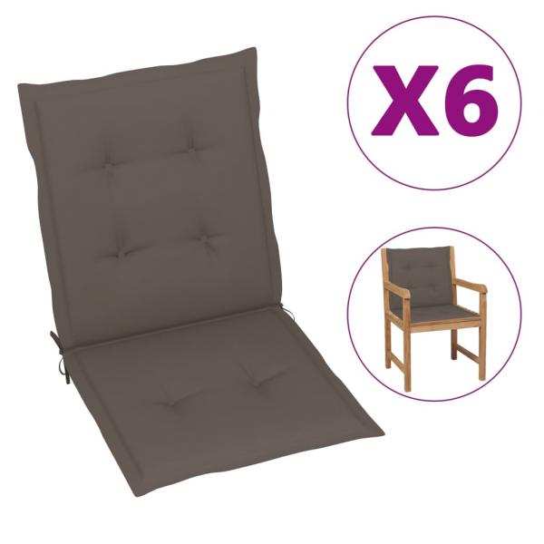 Gartenstuhlauflagen für Niedriglehner 6 Stk. Taupe 100x50x3 cm