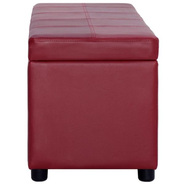 Bank mit Staufach 116 cm Weinrot Kunstleder