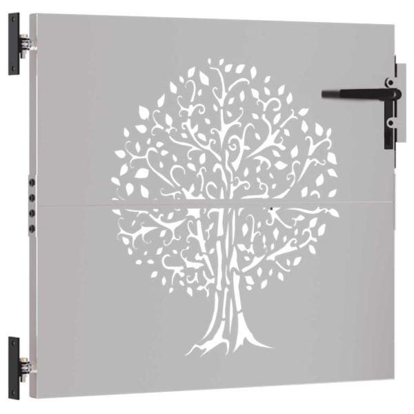 Gartentor 85x100 cm Cortenstahl Baum-Design