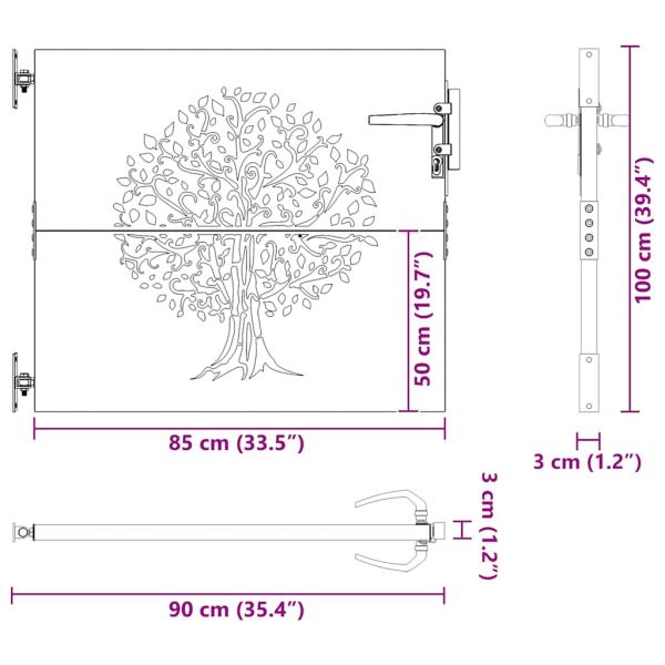Gartentor 85x100 cm Cortenstahl Baum-Design