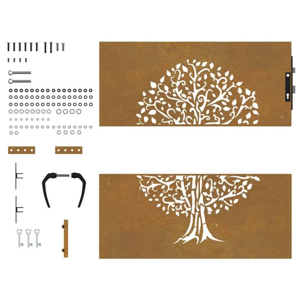 Gartentor 85x100 cm Cortenstahl Baum-Design