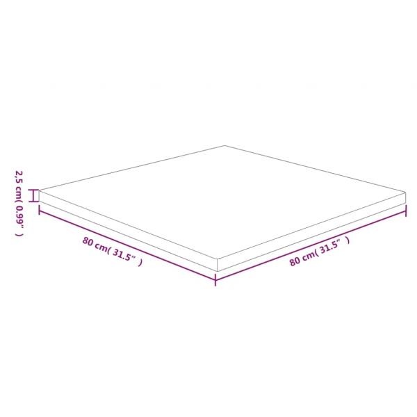 Tischplatte Quadratisch Dunkelbraun 80x80x2,5cm Eiche Behandelt