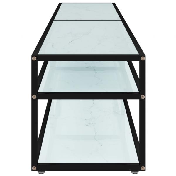 TV-Schrank Weiß Marmor-Optik 180x40x40,5 cm Hartglas
