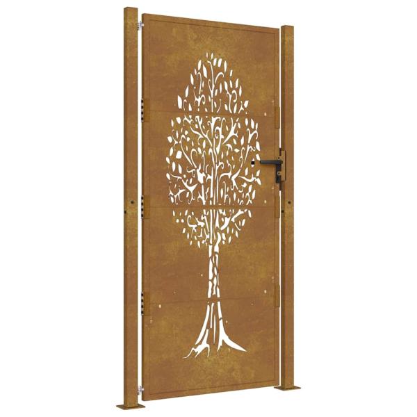 Gartentor 105x205 cm Cortenstahl Baum-Design