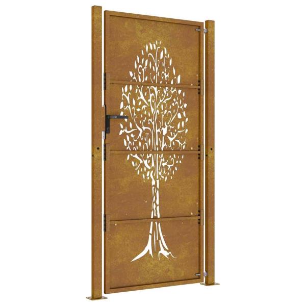 Gartentor 105x205 cm Cortenstahl Baum-Design