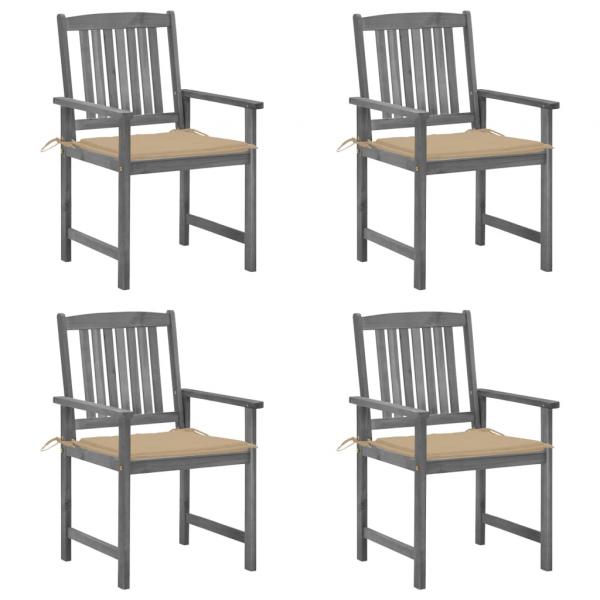 ARDEBO.de - Gartenstühle mit Kissen 4 Stk. Grau Massivholz Akazie