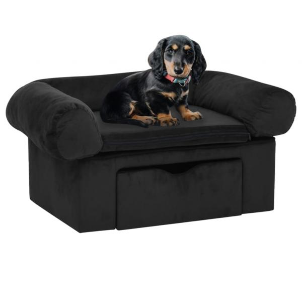ARDEBO.de - Hundesofa mit Schublade Schwarz 75x50x38 cm Plüsch