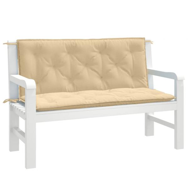 ARDEBO.de - Gartenbank-Auflagen 2 Stk. Melange Beige 120x50x7 cm Stoff