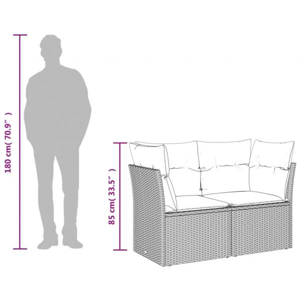 11-tlg. Garten-Sofagarnitur mit Kissen Grau Poly Rattan