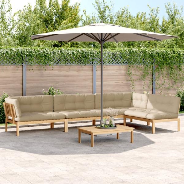 ARDEBO.de - 5-tlg. Garten-Sofagarnitur aus Paletten mit Kissen Akazienholz