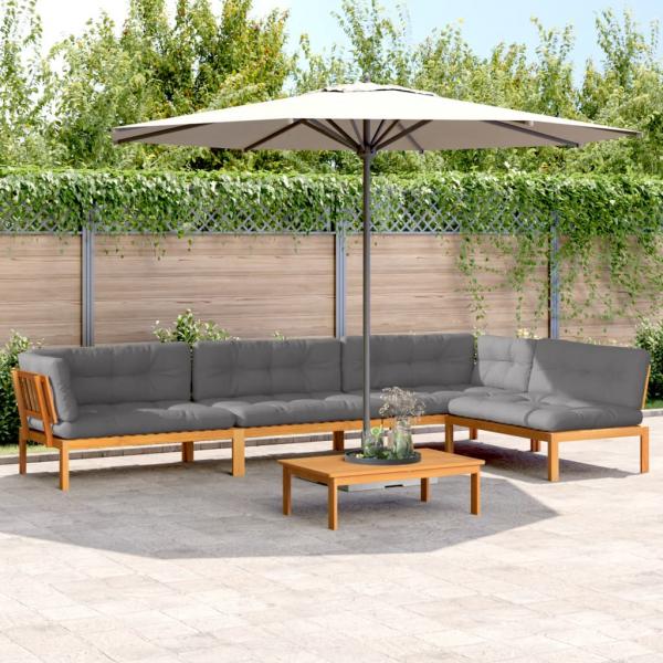 ARDEBO.de - 5-tlg. Garten-Sofagarnitur aus Paletten mit Kissen Akazienholz