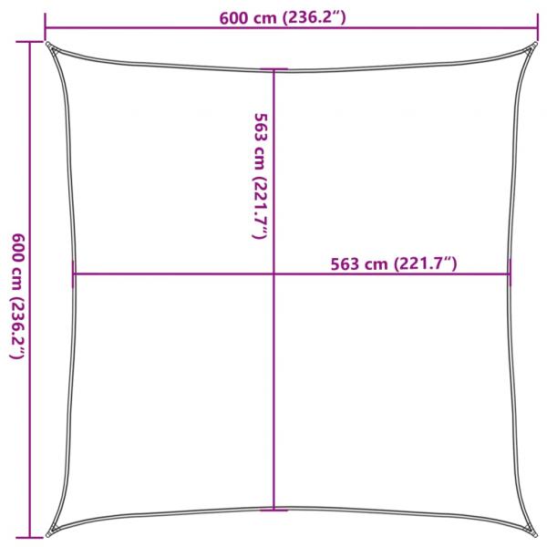 Sonnensegel Hellgrau 6x6 m 100% Polyester Oxford