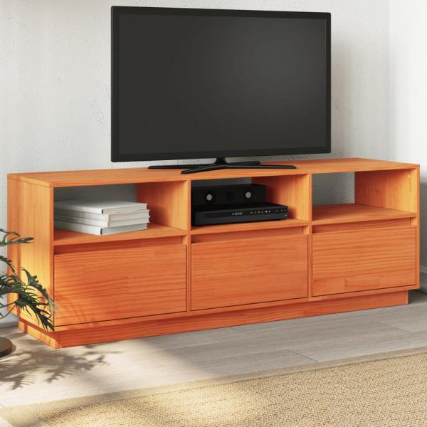ARDEBO.de - TV-Schrank Wachsbraun 140x37x50 cm Massivholz Kiefer