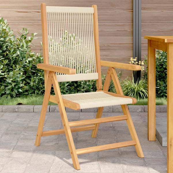 ARDEBO.de - Gartenstühle 2 Stk. Beige Massivholz Akazie und Polypropylen