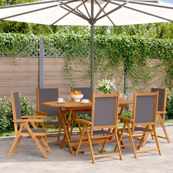 ARDEBO.de - Gartenstuhl Verstellbar 6 Stk. Anthrazit Stoff und Massivholz