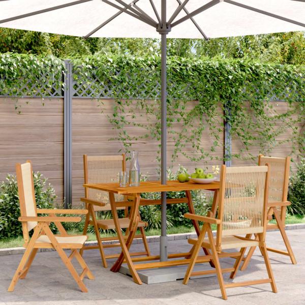 ARDEBO.de - Gartenstuhl Verstellbar 4 Stk. Beige Massivholz Akazie