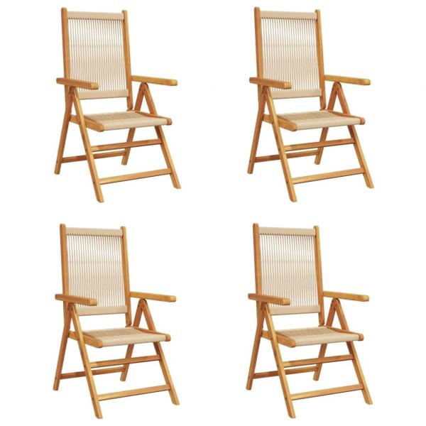 Gartenstuhl Verstellbar 4 Stk. Beige Massivholz Akazie